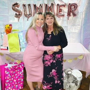 Pink turtleneck pregnancy maternity friendly dress